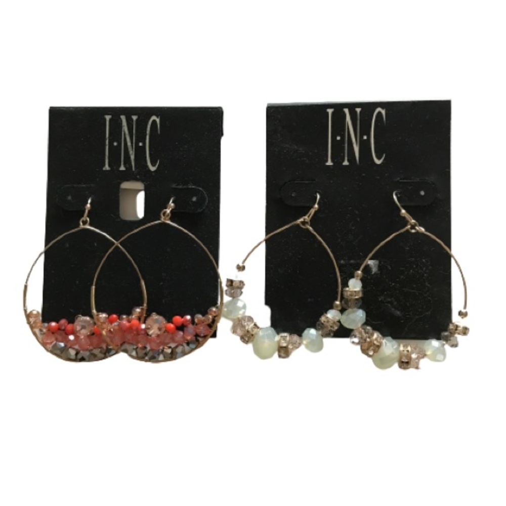 INC International Concepts INC set of 2 beaded hoop earrings. NWT.